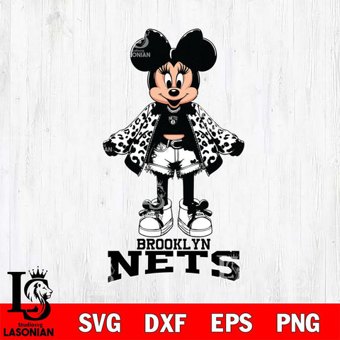 Brooklyn Nets Style Minnie Disney Svg Eps Dxf Png File, Digital Download, Instant Download