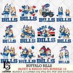 Buffalo Bills Bluey & Bingo Bundle 12 SVG Eps Dxf Png File, Bundle NFL svg, Digital Download, Instant Download