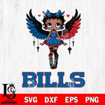 Buffalo Bills Anglel Black Fan Girl Betty Boop Svg Eps Dxf Png File, Digital Download, Instant Download