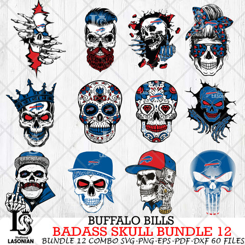 Buffalo Bills Badass Skull Bundle SVG