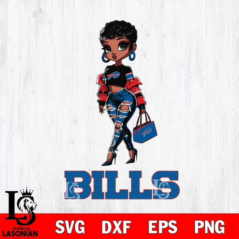 Buffalo Bills Beautiful Black Fan Girl Svg Eps Dxf Png File, Digital Download, Instant Download