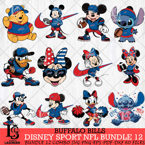 Buffalo Bills Disney NFL Bundle 12 Svg Eps Dxf Png File, Digital Download, Instant Download