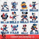 Buffalo Bills Disney NFL Bundle Svg PNG 12 Svg Eps Dxf Png File, Digital Download