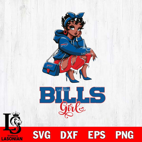 Buffalo Bills Fashion Black Fan Girl Betty Boop Svg Eps Dxf Png File, Digital Download, Instant Download