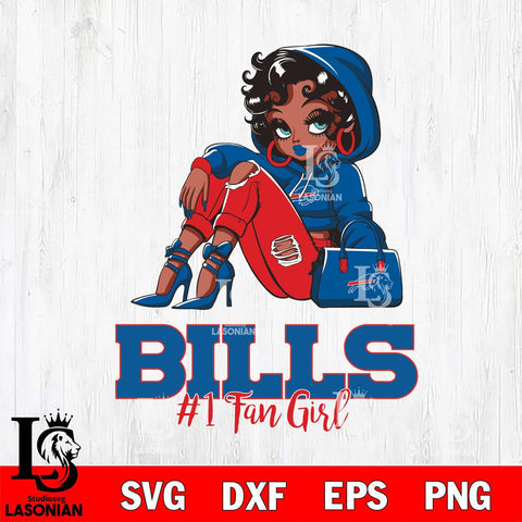 Buffalo Bills #1 beauty Black Fan Girl Svg Eps Dxf Png File, Digital Download, Instant Download