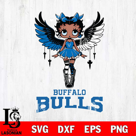 Buffalo Bulls Anglel Black Fan Girl Betty Boop, Svg Eps Dxf Png File, Digital Download