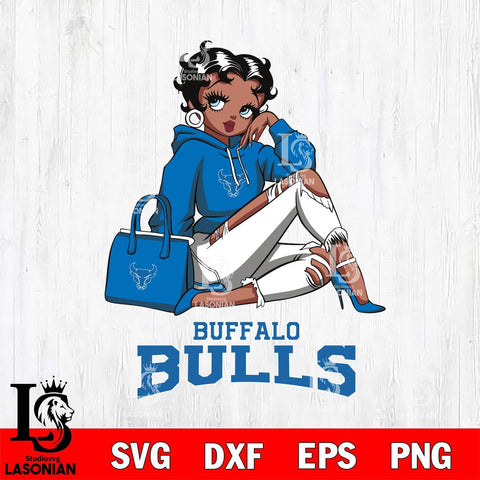 Buffalo Bulls Awesome Black Fan Girl Betty Boop, Svg Eps Dxf Png File, Digital Download