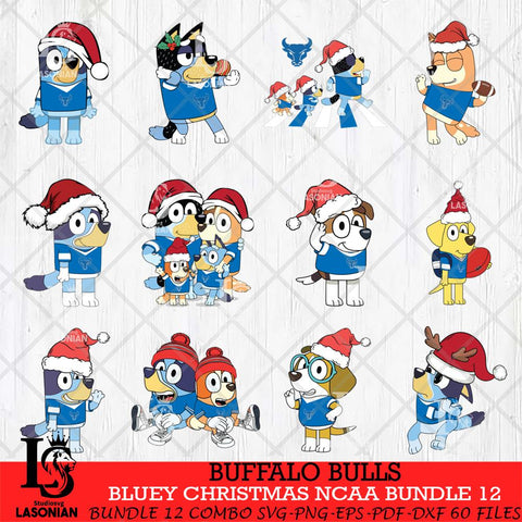 Buffalo Bulls Bluey Christmas NCAA Bundle 12 SVG Eps Dxf Png File, Digital Download, Instant Download