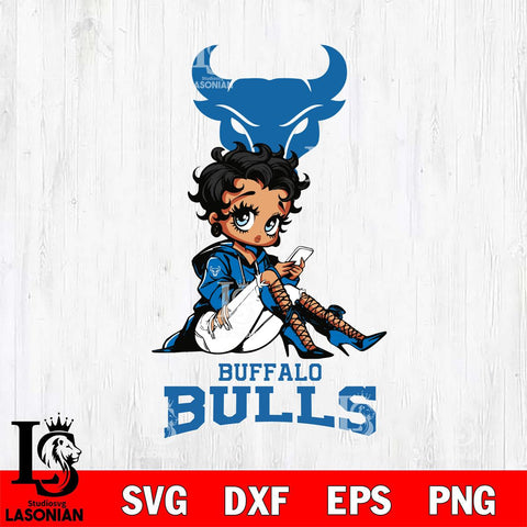 Buffalo Bulls Style Black Fan Girl Betty Boop, Svg Eps Dxf Png File, Digital Download