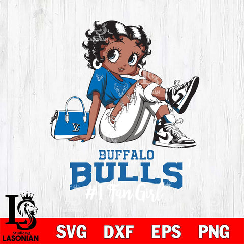 Buffalo Bulls #1 Black Fan Girl Betty Boop, Svg Eps Dxf Png File, Digital Download