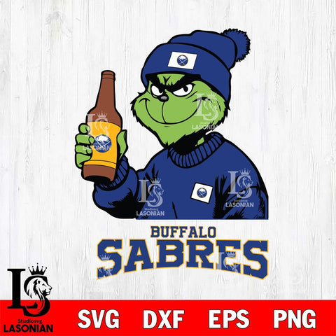 Buffalo Sabres Grinch Drinking Beer Christmas Cut Files, Cricut,Christmas Svg Dxf Eps Png file , Digital Download