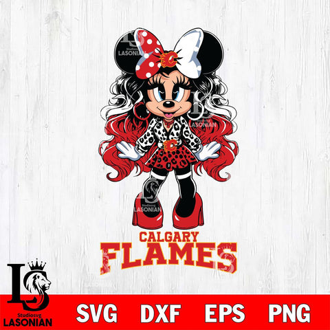 Calgary Flames Beauty Minnie Mouse Svg Eps Dxf Png File, Digital Download, Instant Download