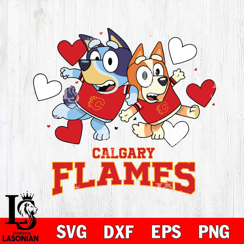 Calgary Flames Bluey & Bingo 10 Svg Eps Dxf Png File, NHL svg, Digital Download, Instant Download