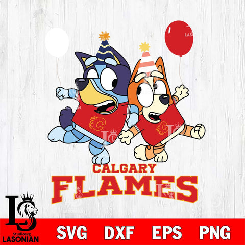 Calgary Flames Bluey & Bingo 11 Svg Eps Dxf Png File, NHL svg, Digital Download, Instant Download