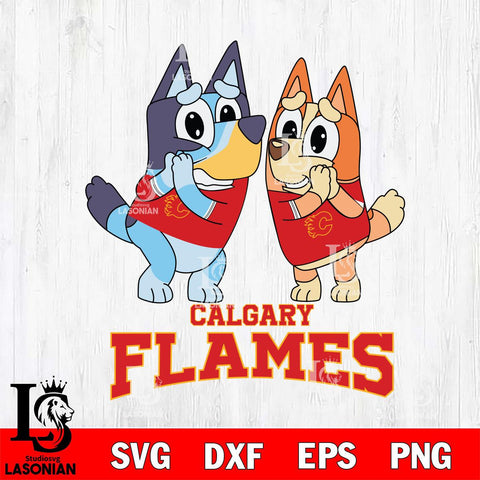 Calgary Flames Bluey & Bingo 15 Svg Eps Dxf Png File, NHL svg, Digital Download, Instant Download