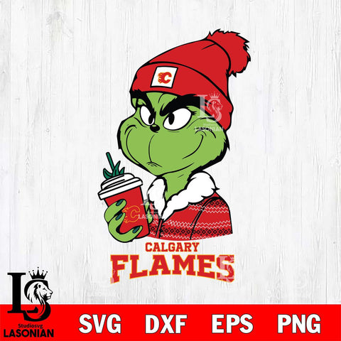 Calgary Flames Boujee Grinch Christmas Cut Files, Cricut,Christmas Svg Dxf Eps Png file , Digital Download