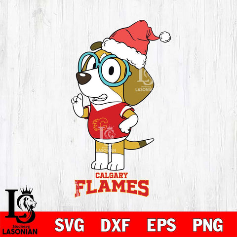 Calgary Flames Christmas Bluey Honey Sport Svg, Christmas Svg , NHL svg , Digital Download, dxf eps png pdf file