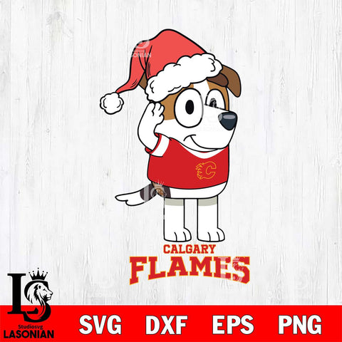 Calgary Flames Christmas Bluey Jack Sport Svg, Christmas Svg , NHL svg , Digital Download, dxf eps png pdf file