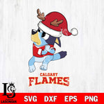 Calgary Flames Christmas Bluey Santa Claus Svg, Christmas Svg , NHL svg , Digital Download, dxf eps png pdf file