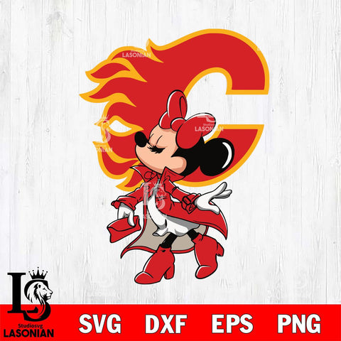 Calgary Flames Glamorous Minnie Svg Eps Dxf Png File, Digital Download, Instant Download