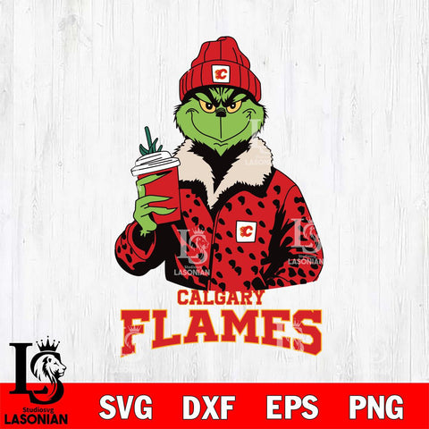 Calgary Flames Grinch Christmas Cut Files, Cricut,Christmas Svg Dxf Eps Png file , Digital Download