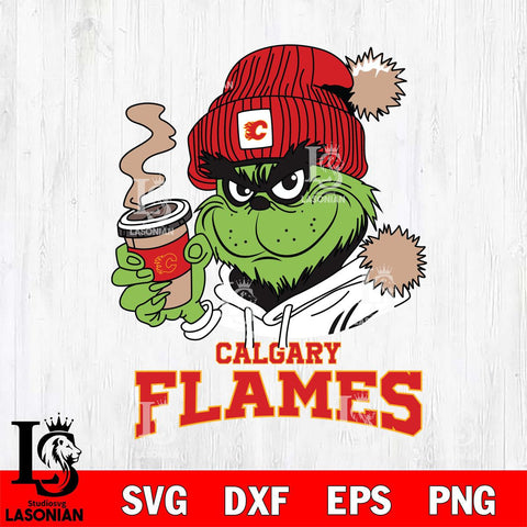 Calgary Flames Grinch Cofffe Hoodie Cut Files, Cricut,Christmas Svg Dxf Eps Png file , Digital Download