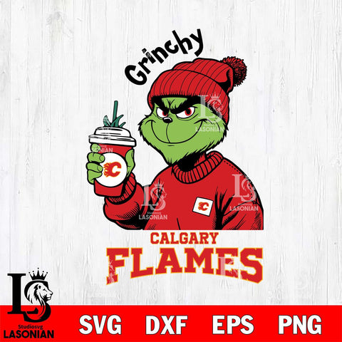 Calgary Flames Grinchy Bougie Christmas Cut Files, Cricut,Christmas Svg Dxf Eps Png file , Digital Download