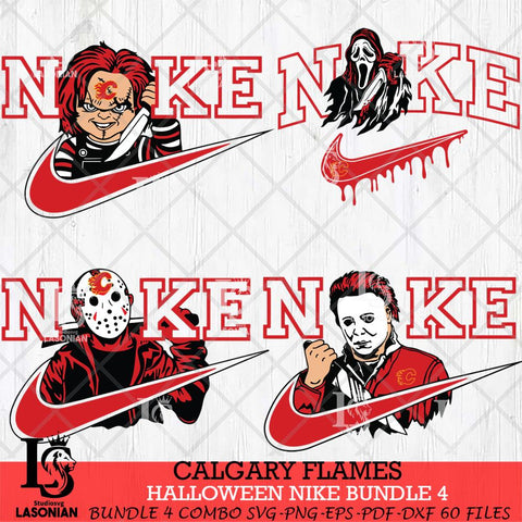 Calgary Flames Halloween Nike NHL Bundle 4 Svg Eps Dxf Png File, Digital Download, Instant Download