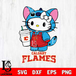 Calgary Flames Hello Kitty Stitch Svg Eps Dxf Png File, NHL svg, Digital Download, Instant Download