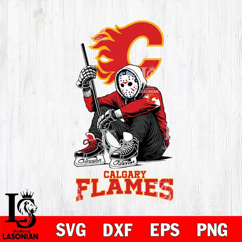 Calgary Flames NHL Jason Voorhees Halloween SVG Svg Eps Dxf Png File, Digital Download, Instant Download