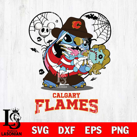 Calgary Flames Stitch Freddy Krueger Halloween Svg Eps Dxf Png File, Digital Download, Instant Download