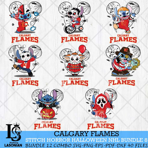 Calgary Flames Stitch Halloween Bundle 8 SVG Svg Eps Dxf Png File, Digital Download, Instant Download