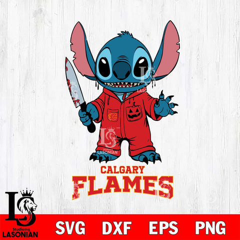 Calgary Flames Stitch Horror 2 Svg Eps Dxf Png File, NHL svg, Digital Download, Instant Download