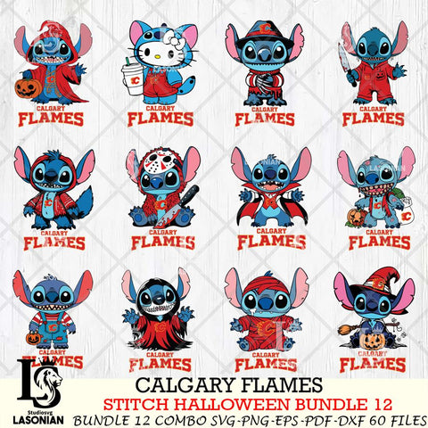 Calgary Flames Stitch Horror Bundle 12 SVG Svg Eps Dxf Png File,Bundle NHL svg, Digital Download, Instant Download