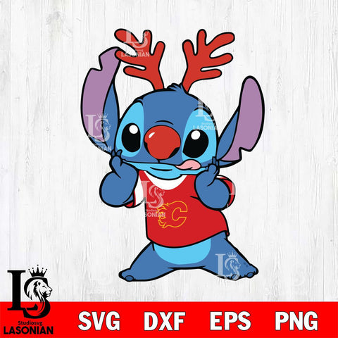 Calgary Flames Stitch Reindeer Svg Eps Dxf Png File, Digital Download, Instant Download