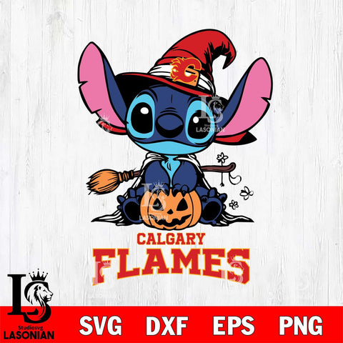 Calgary Flames Stitch witch Svg Eps Dxf Png File, NHL svg, Digital Download, Instant Download