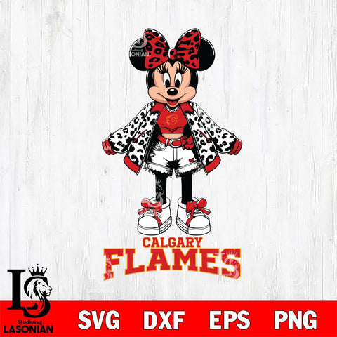 Calgary Flames Style Minnie Disney Svg Eps Dxf Png File, Digital Download, Instant Download