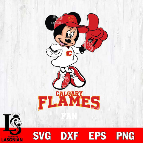 Calgary Flames #1 Fan Minnie Mouse Svg Eps Dxf Png File, Digital Download, Instant Download