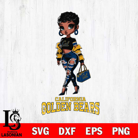 California Golden Bears Beautiful Black Fan Girl, Svg Eps Dxf Png File, Digital Download