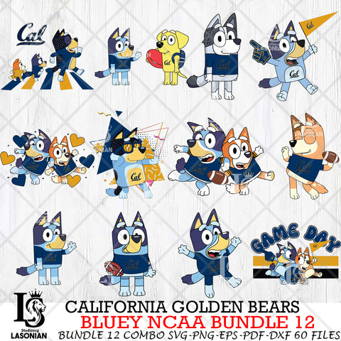 California Golden Bears Bluey NCAA Bundle 12 Svg Eps Dxf Png File, Digital Download, Instant Download