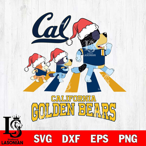 California Golden Bears Christmas Family Bluey Walking Cut Files,Bluey Cricut,Christmas Svg , Bluey svg , Digital Download, dxf eps png pdf file