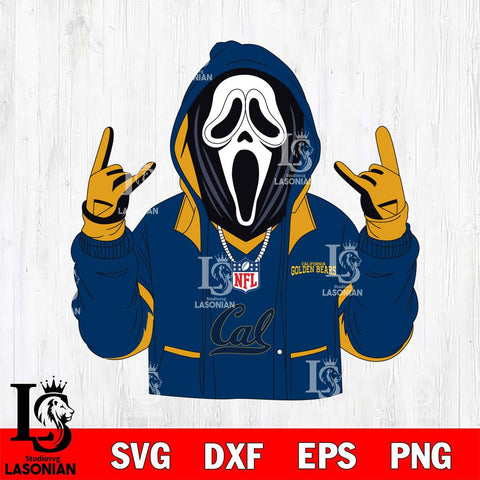 California Golden Bears Ghostface Scream Football Halloween Svg Eps Dxf Png File, NCAA svg, Digital Download, Instant Download