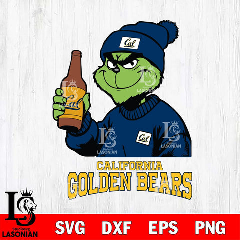 California Golden Bears Grinch Drinking Beer Christmas Cut Files Cricut, Svg Dxf Eps Png file, Digital download , Silhouette