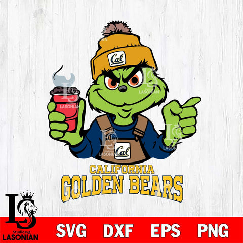 California Golden Bears Grinch with coffee Svg Eps Dxf Png File, Digital Download, Instant Download