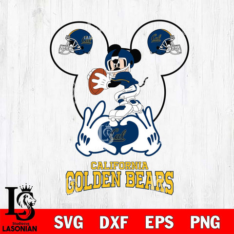 California Golden Bears Mickey Heart Rugby Svg Eps Dxf Png File, Digital Download ,Instant Download, Cricut File