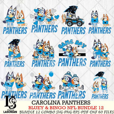 Carolina Panthers Bluey & Bingo Bundle 12 SVG Eps Dxf Png File, Bundle NFL svg, Digital Download, Instant Download