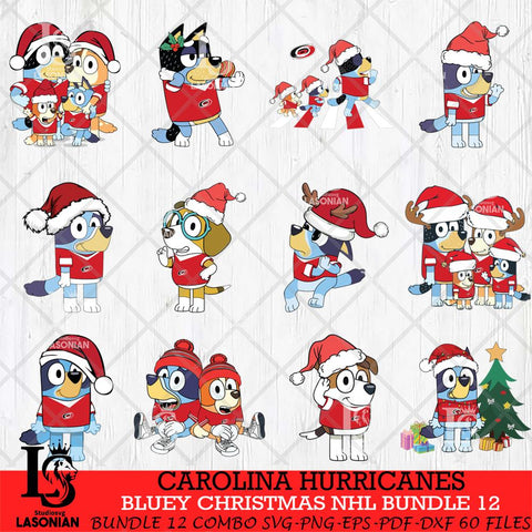 Carolina Hurricanes Bluey Christmas NHL Bundle 12 Svg Eps Dxf Png File, Digital Download, Instant Download