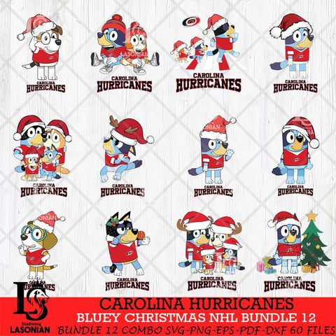 Carolina Hurricanes Bluey Christmas NHL Bundle 12 Cricut , Christmas Svg , Bluey svg , Digital Download, dxf eps png pdf file