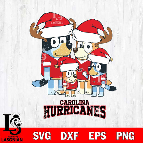 Carolina Hurricanes Christmas Bluey Santa Family Svg, Christmas Svg , NHL svg , Digital Download, dxf eps png pdf file