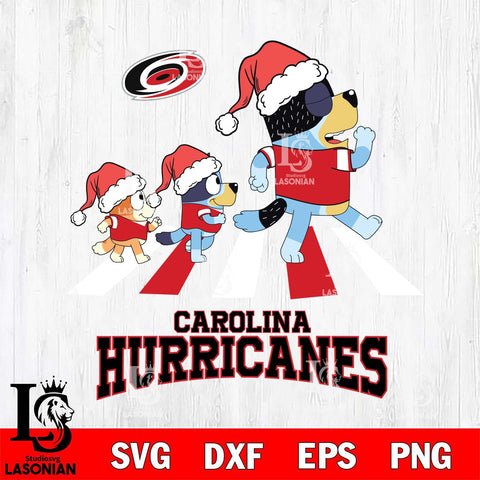 Carolina Hurricanes Christmas Family Bluey Walking Svg, Christmas Svg , NHL svg , Digital Download, dxf eps png pdf file